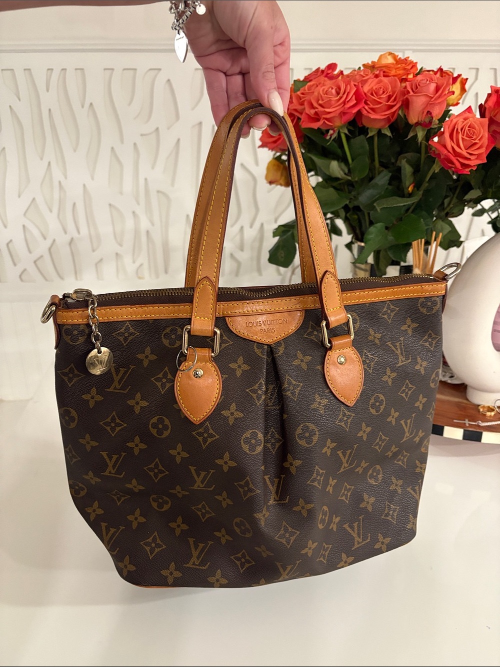 Louis Vuitton Monogram Canvas Tote with Tan Trim